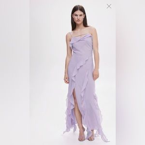 Mango ruffle lavender dress